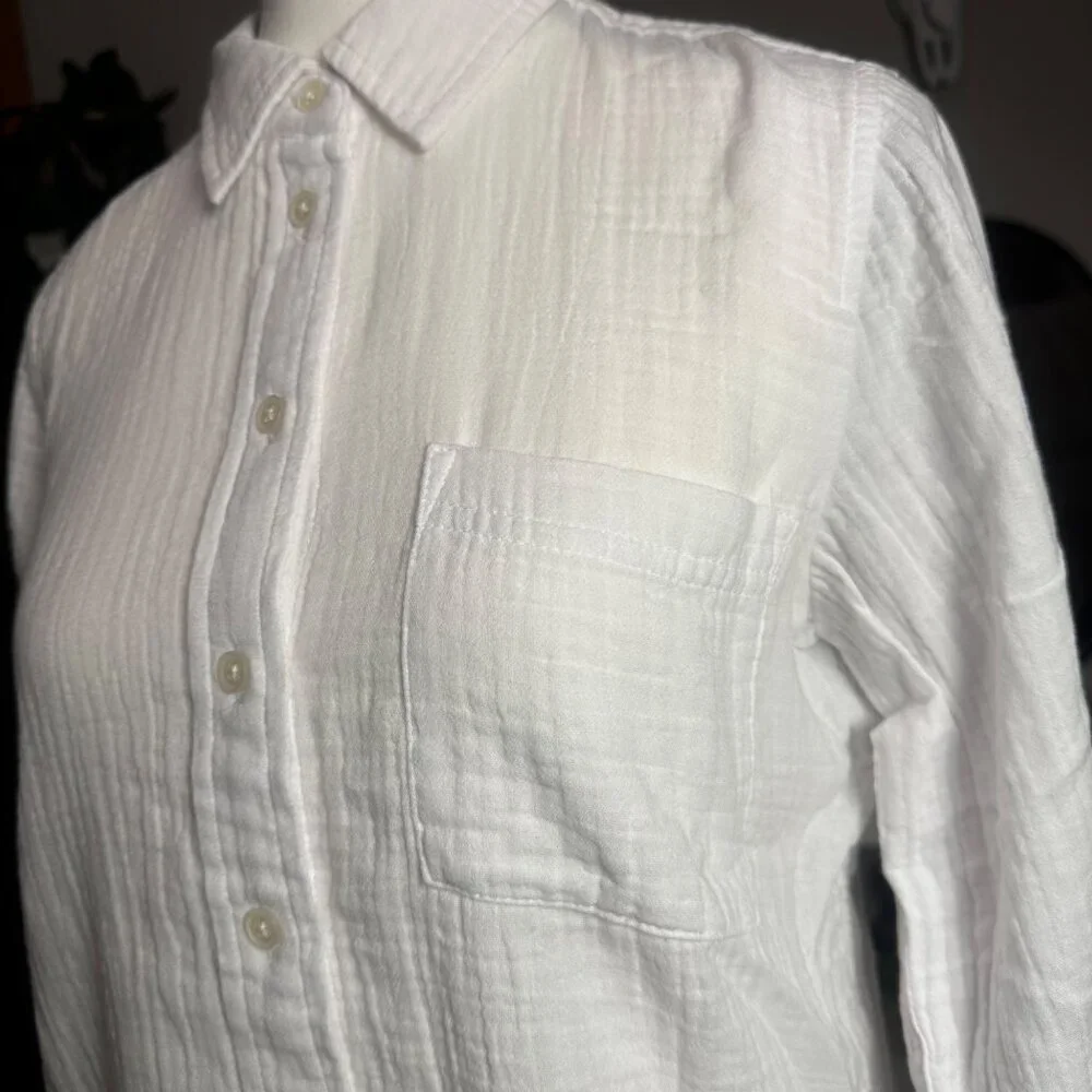 J.CREW Womens Classic Shirt Sz PS Garcon in cotton-Linen Gauze Botton-up Casual - Picture 6 of 12
